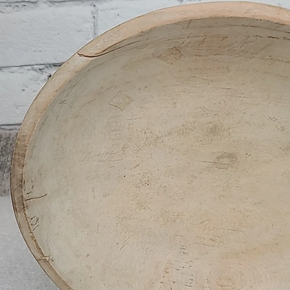 Vintage Farmhouse Mid Century Modern Wooden Large Hand Carved Dough/Salad Bowl